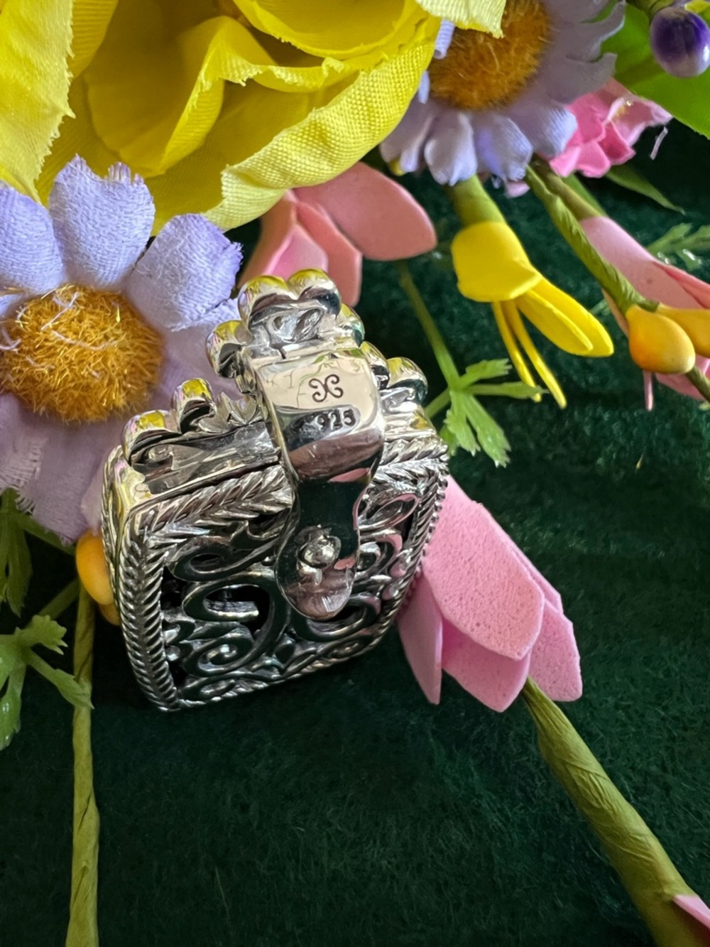 Ornate Filigree Pendant/Enhancer Silver & Gold Tones - Picture 12 of 13